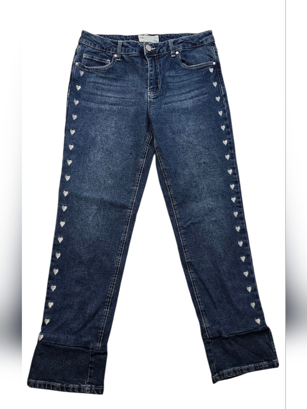 Banjara Dark Blue Heart-Trim High-Rise Women’s Jeans